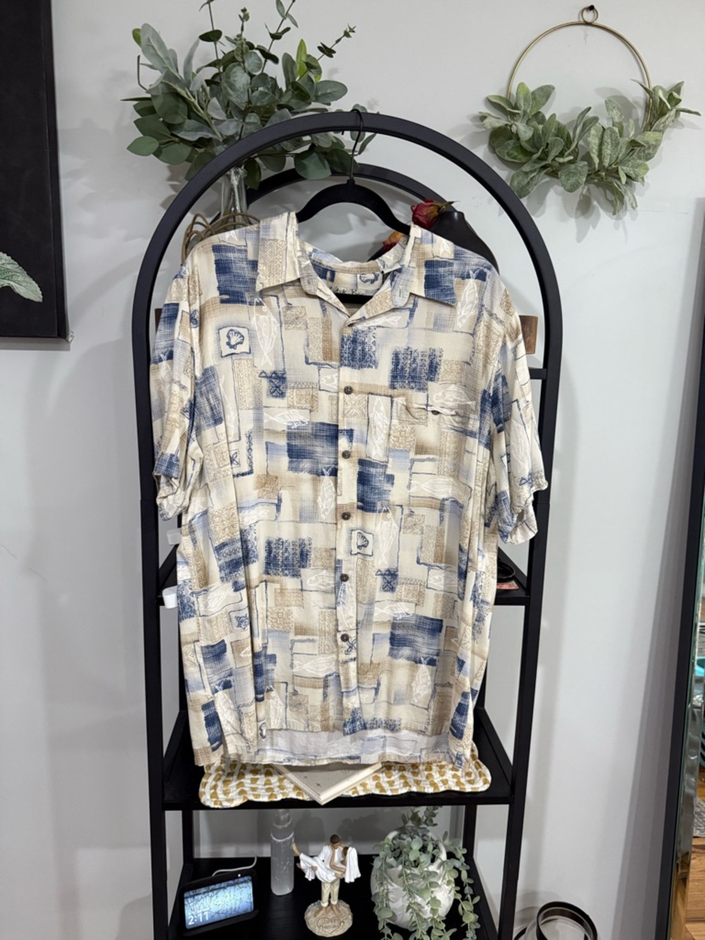 Batik Bay Men’s Button-Up Shirt – Coastal Fish Print | Size XL